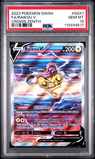 Trading Card Game Raikou V Crown Zenith Galarian Gallery #GG41/GG70 PSA 10 – Official TCG Product