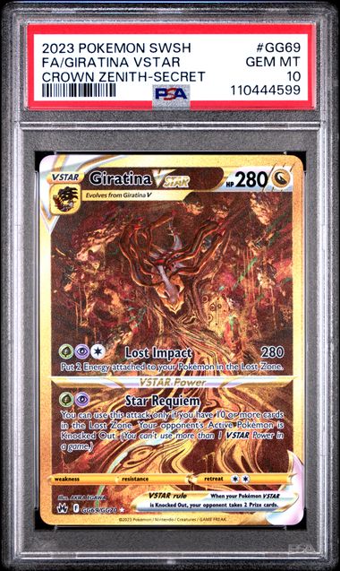 Trading Card Game Giratina Vstar Crown Zenith Galarian Gallery Gold Secret Rare #GG69/GG70 PSA 10 – Official TCG Product