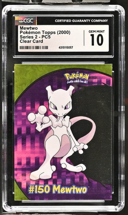 Trading Card Game Mewtwo Clear Card 2000 Topps S2 PC5 CGC 10 – Official TCG Product