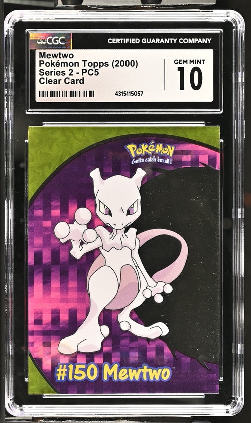 Trading Card Game Mewtwo Clear Card 2000 Topps S2 PC5 CGC 10 – Official TCG Product