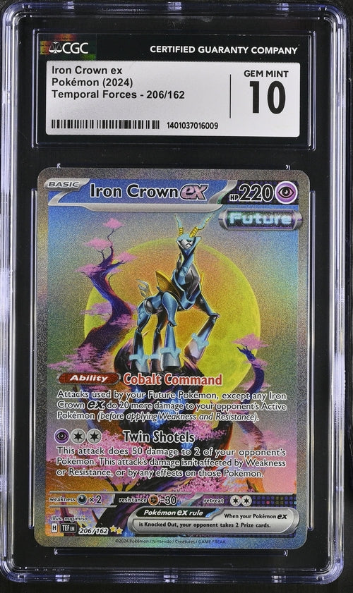 Trading Card Game Iron Crown EX 2024 Temporal Forces Special Illustration rare holo 206/162 CGC 10 – Official TCG Product