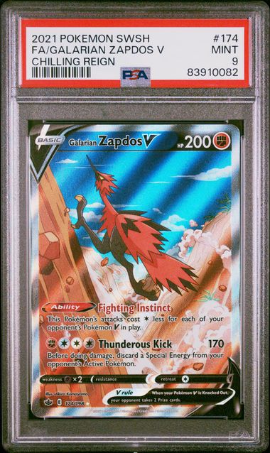Trading Card Game Galarian Zapdos V Chilling Reign Alternate Art #174/198 PSA 9 – Official TCG Product