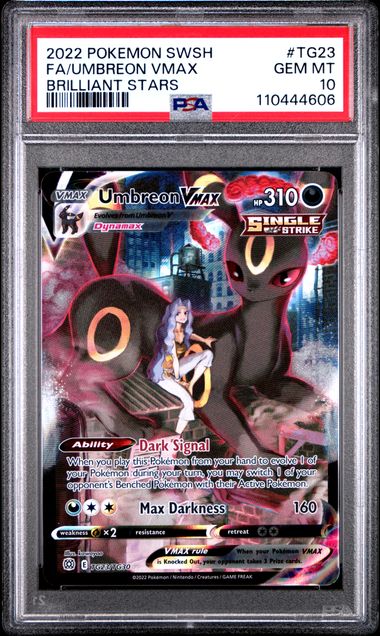 Trading Card Game Umbreon Vmax Brilliant Stars Trainer Gallery #TG23/TG30 PSA 10 – Official TCG Product