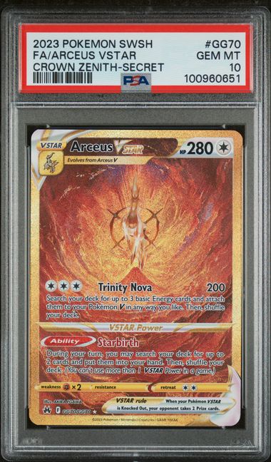 Trading Card Game Arceus Vstar Crown Zenith Gold Galarian Galley Secret Rare #GG70/GG70 PSA 10 – Official TCG Product