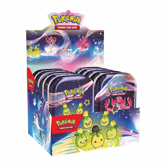 Trading Card Game Scarlet and Violet Paldean Fates Mini Tin Display Box – Official TCG Product