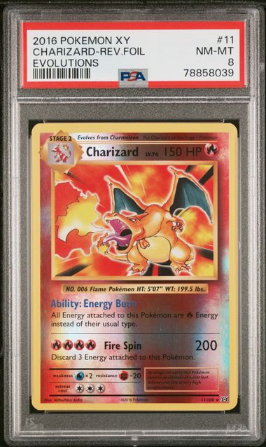 Trading Card Game Charizard 2016 XY Evolutions Reverse Holo #11/108 PSA 8 – Official TCG Product