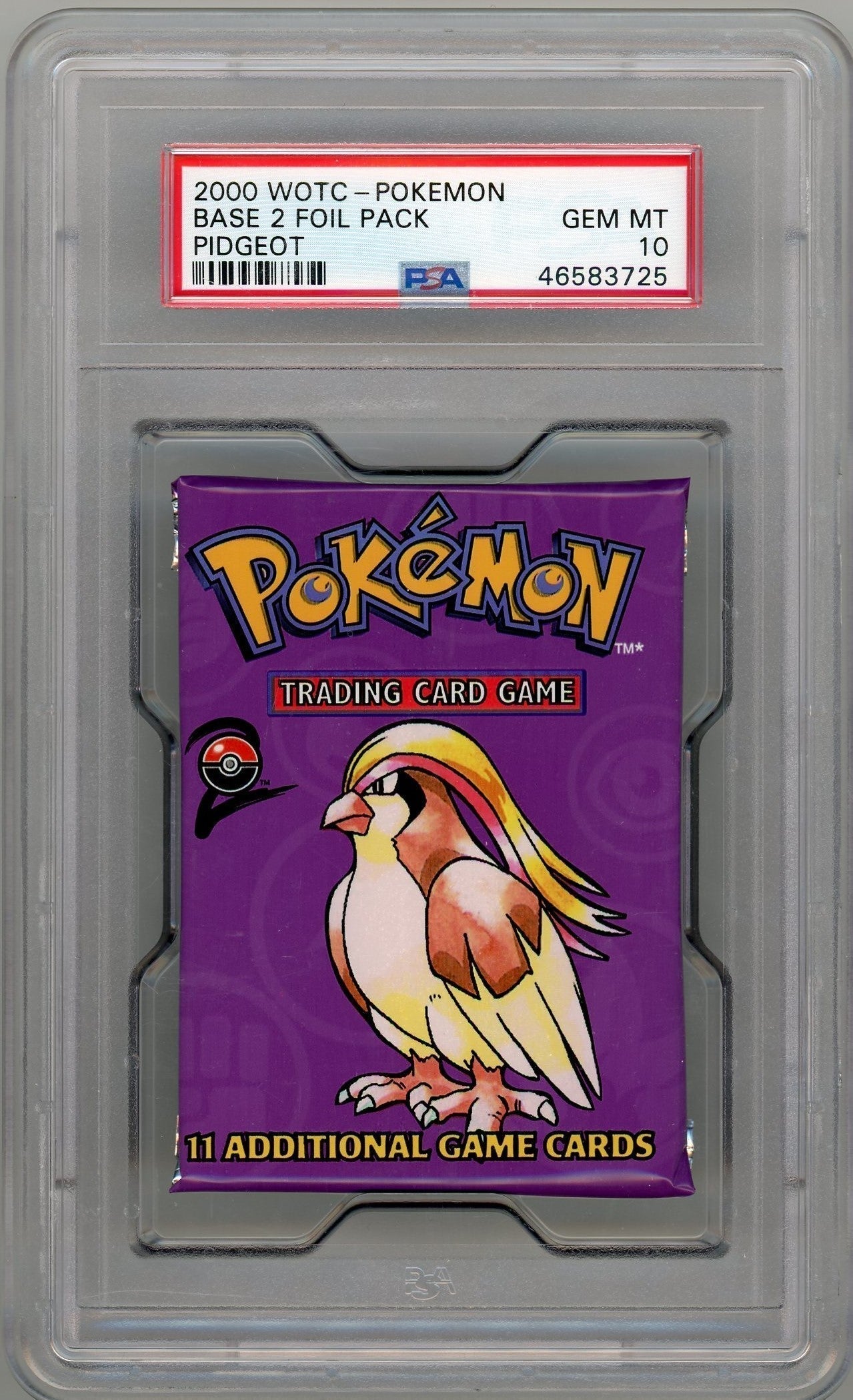 Trading Card Game 2000 WOTC Base Set 2 Foil Pack Pidgeot PSA 10 – Official TCG Product