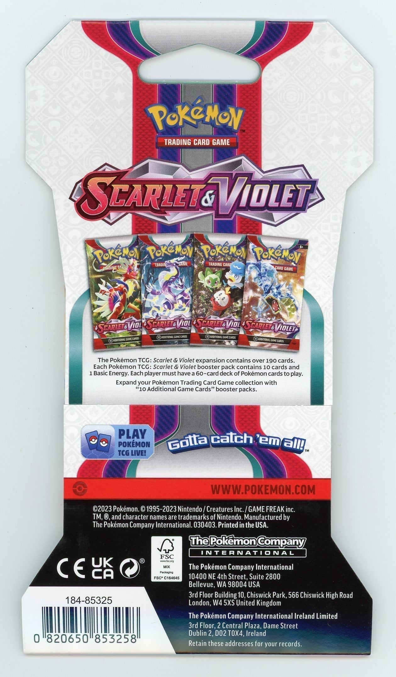 Trading Card Game Scarlet and Violet Sleeved Booster Pack Case – Authentic Japanese Cards