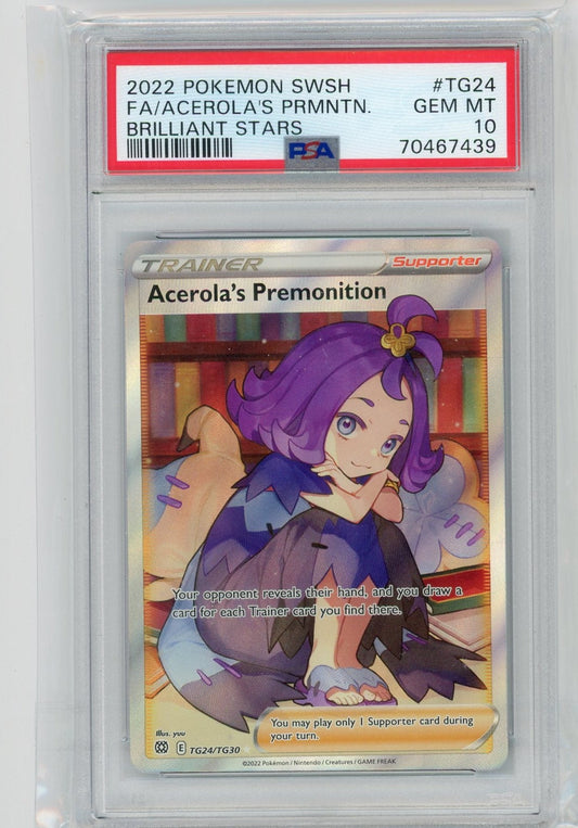 Trading Card Game Acerola's Premonition Full Art 2022 Brilliant Stars PSA 10 – Official TCG Product