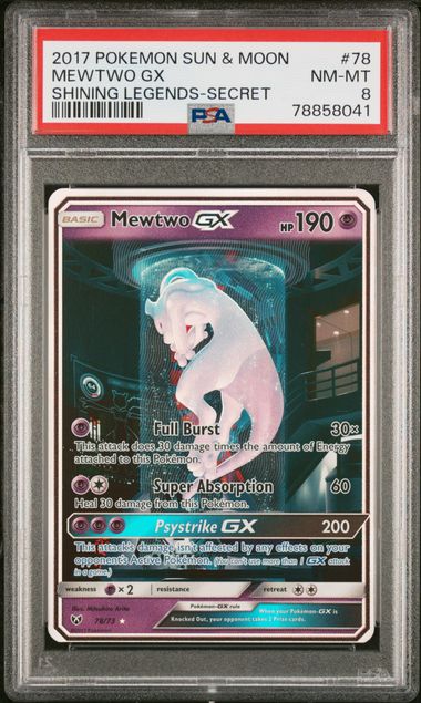 Trading Card Game Mewtwo GX Shining Legends Secret Rare #78/73 PSA 8 (Test Tube) – Official TCG Product