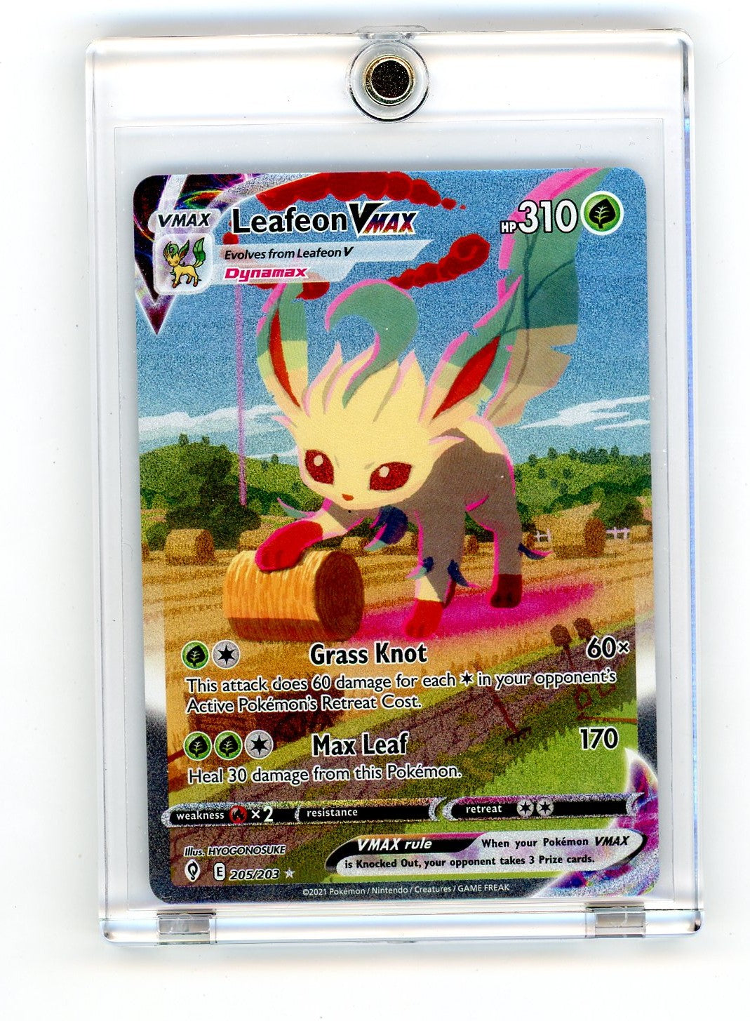 Trading Card Game Leafeon Vmax Evolving Skies Alternate Art #205/203 – Official TCG Product