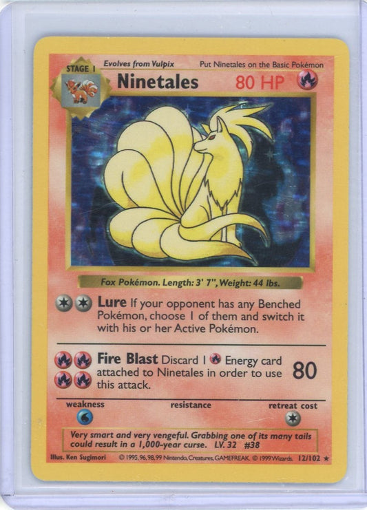 Trading Card Game Ninetales 1999 Base Set Shadowless Holo #12/102 (Black Flame) – Official TCG Product