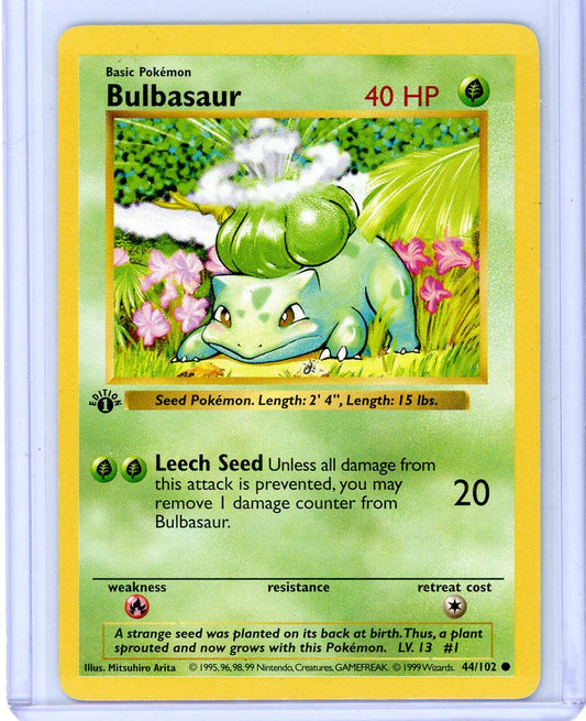Trading Card Game Bulbasaur 1999 Base Set 1st Edition Shadowless #44/102 – Official TCG Product