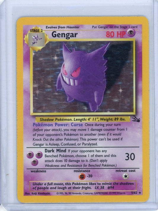 Trading Card Game Gengar 1999 Fossil rare holo #5/62 – Official TCG Product