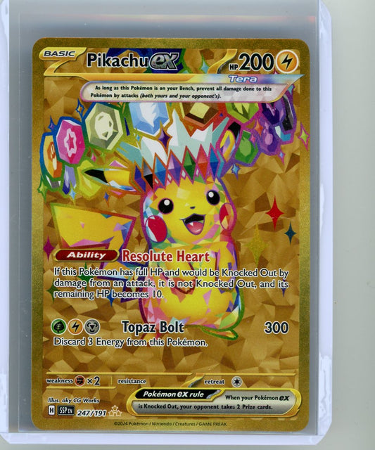 Trading Card Game Pikachu ex Surging Sparks Gold Hyper Rare #247/191 – Official TCG Product