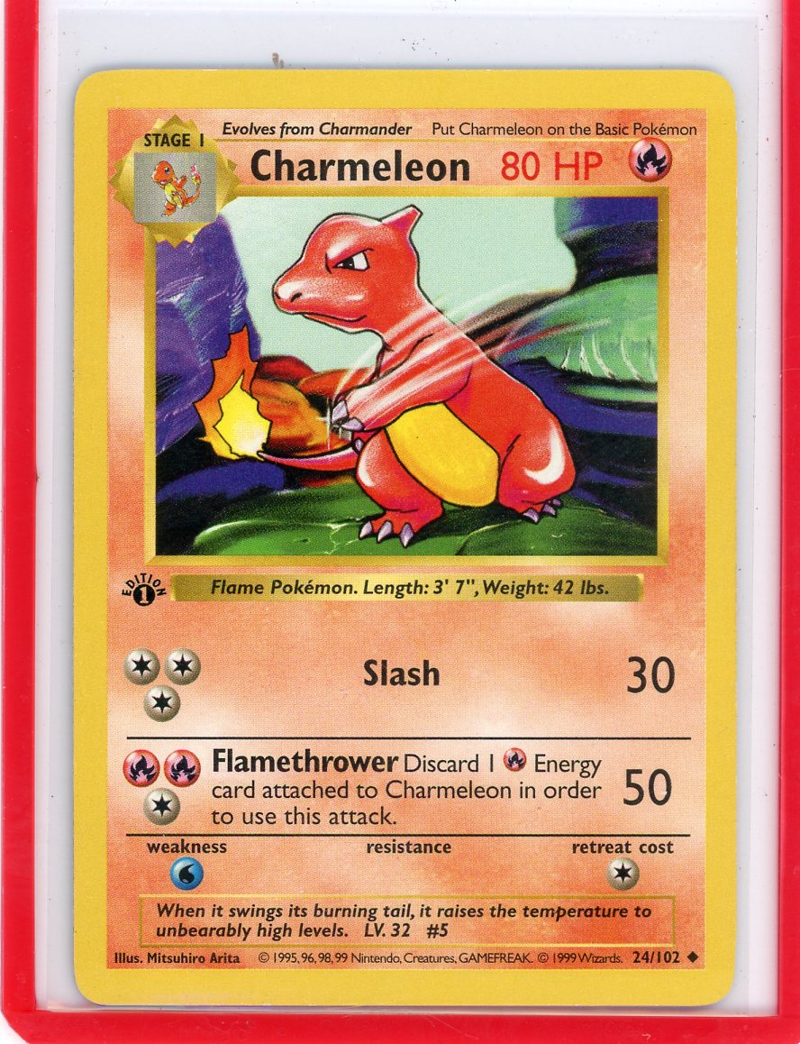 Trading Card Game Charmeleon 1999 Base Set 1st Edition Shadowless non holo 24/102 – Official TCG Product