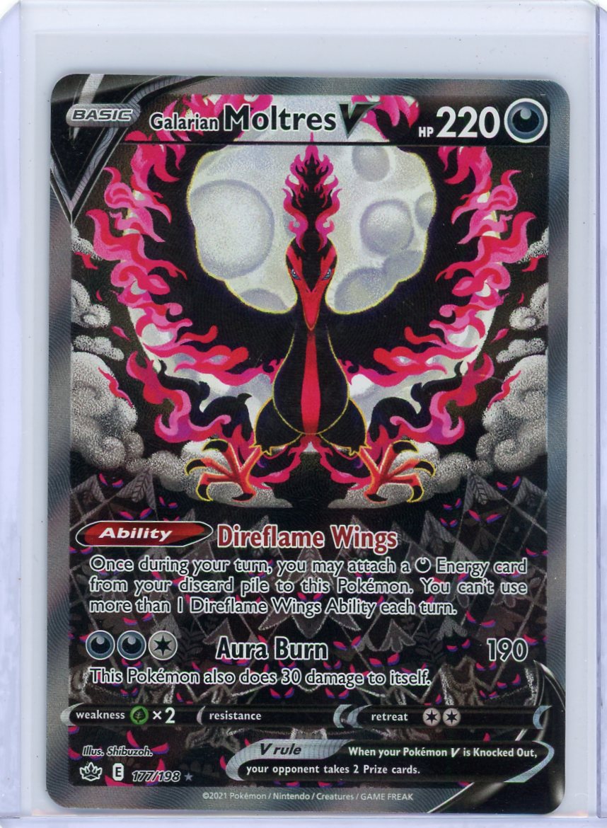 Trading Card Game Galarian Moltres V Alternate Art #177/198 – Official TCG Product