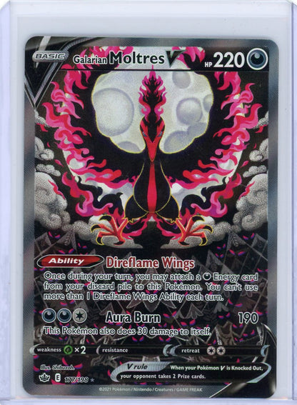 Trading Card Game Galarian Moltres V Alternate Art #177/198 – Official TCG Product