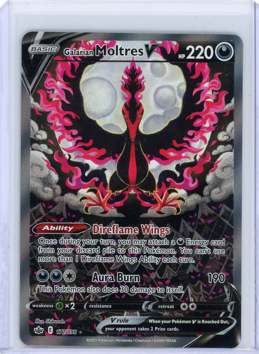 Trading Card Game Galarian Moltres V Alternate Art #177/198 – Official TCG Product