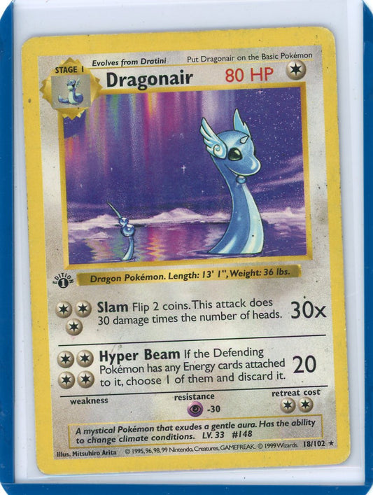 Trading Card Game Dragonair 1999 Base Set 1st Edition Shadowless rare non holo 18/102 HP/DMG – Official TCG Product