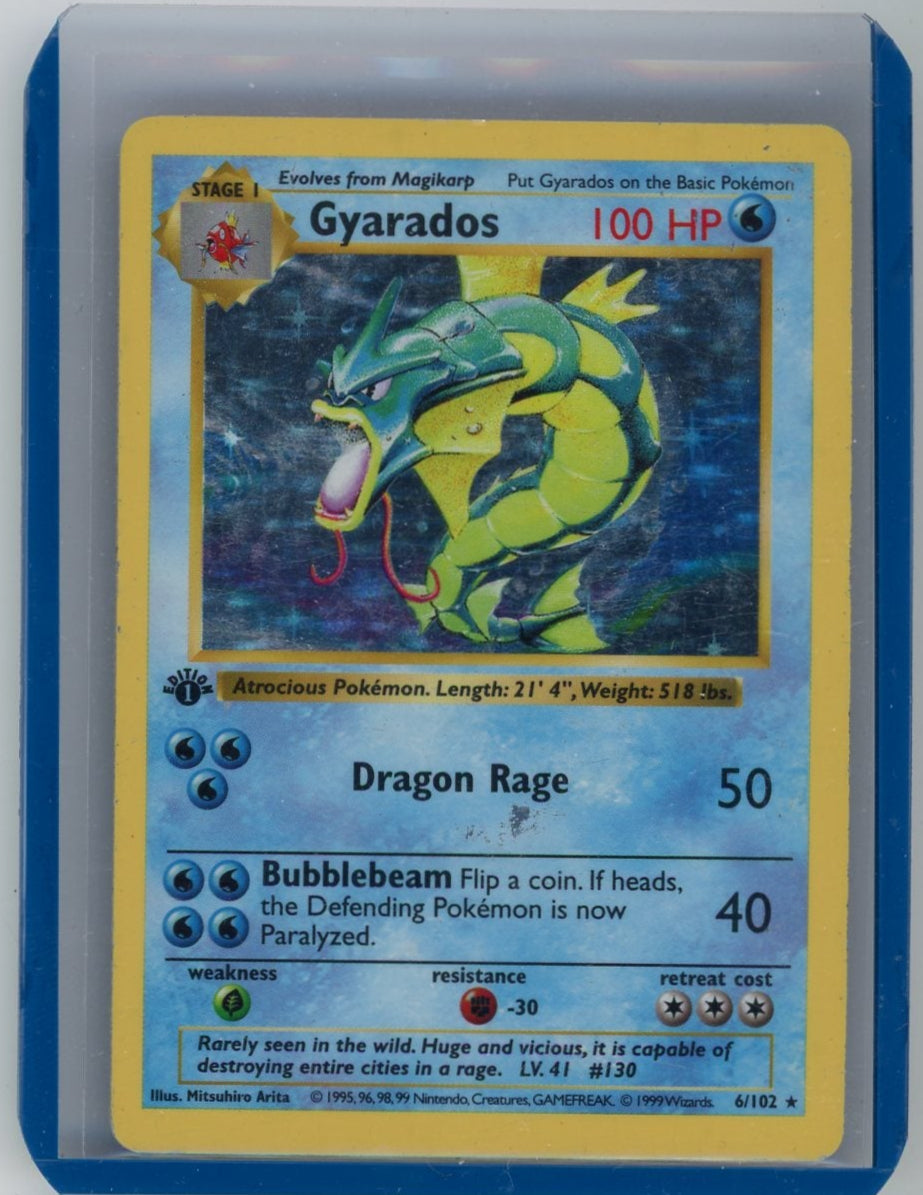 Trading Card Game Gyarados 1999 Base Set 1st Edition Holo #6/102 – Official TCG Product