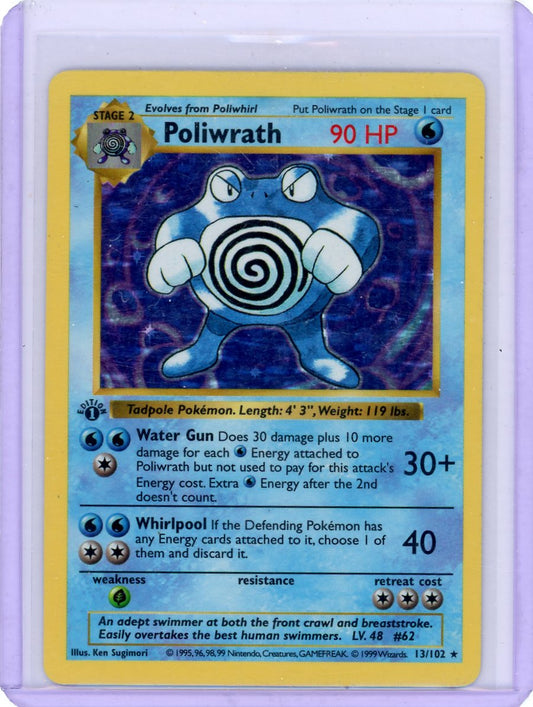 Trading Card Game Poliwrath 1999 Base Set 1st Edition Holo #13/102 – Official TCG Product