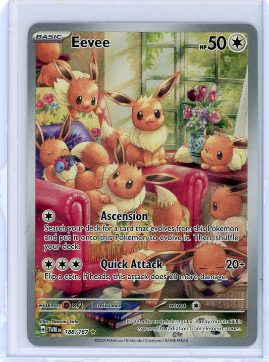 Trading Card Game Eevee Twilight Masquerade Illustration Rare #188/167 – Official TCG Product