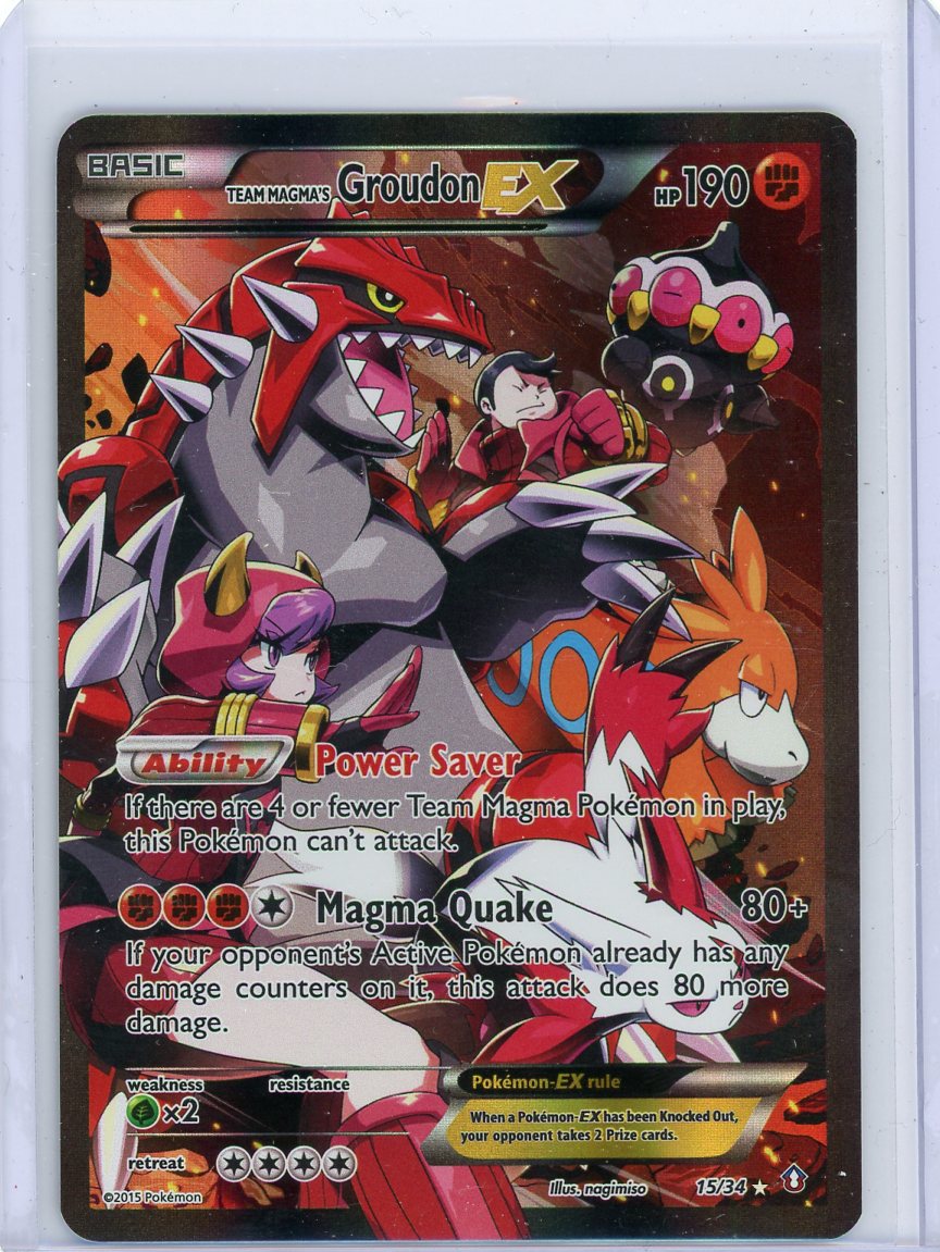 Trading Card Game Team Magma's Groudon EX Double Crisis #15/34 MP – Official TCG Product