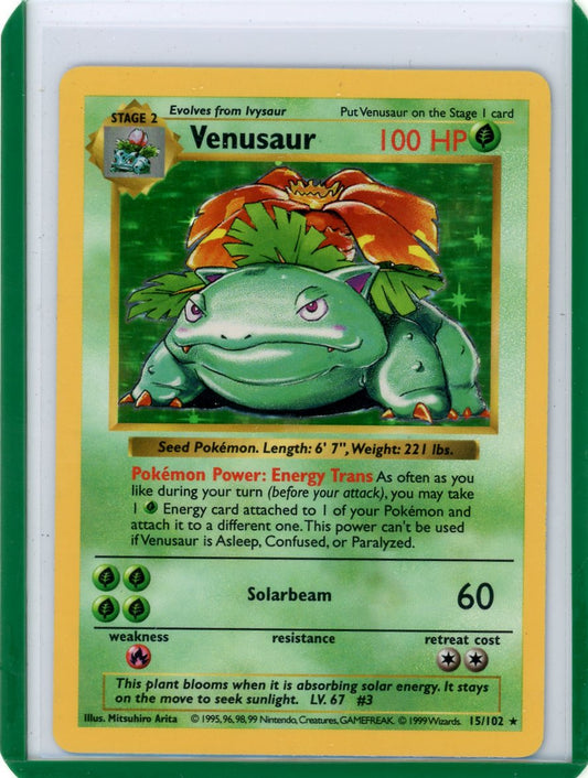 Trading Card Game Venusaur 1999 Base Set Shadowless Holo #15/102 – Official TCG Product