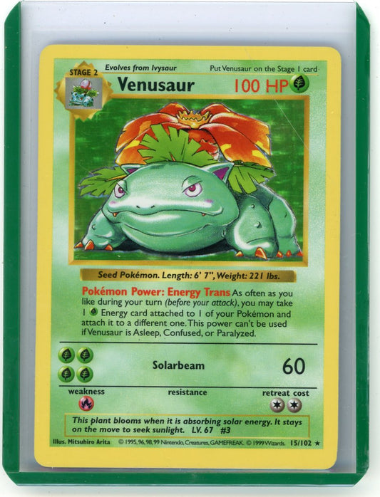 Trading Card Game Venusaur 1999 Base Set Shadowless Holo #15/102 – Official TCG Product