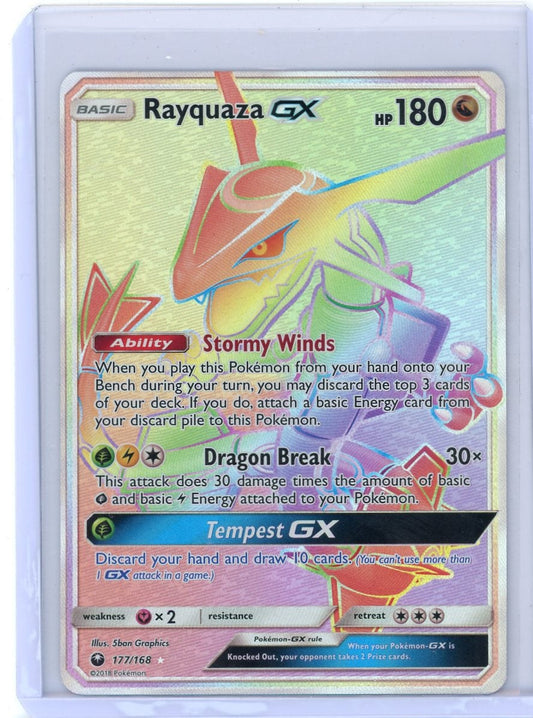 Trading Card Game Rayquaza GX Celestial Storm Full-Art Rainbow Rare #177/168 – Official TCG Product