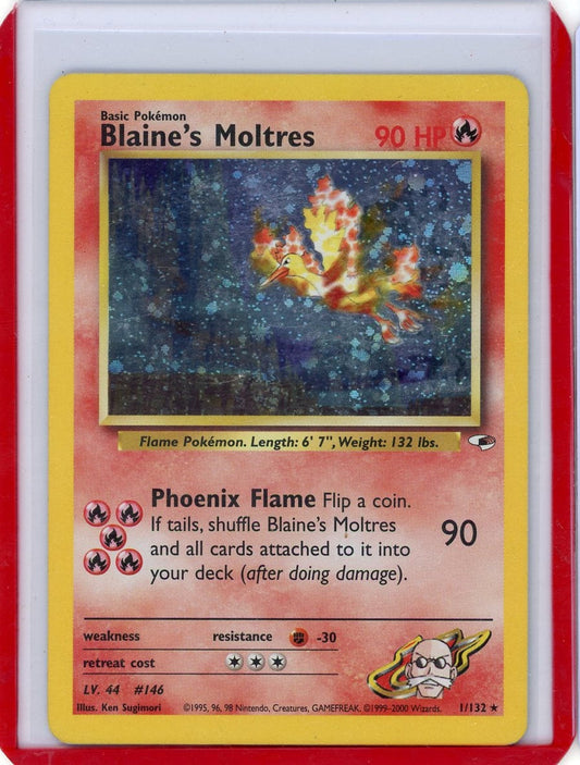 Trading Card Game Blaine's Moltres Gym Heroes Holo #1/132 – Official TCG Product
