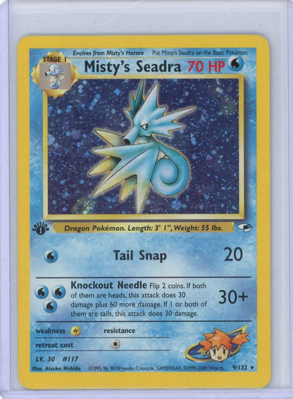 Trading Card Game Misty's Seadra Gym Heroes 1st Edition Holo #9/132 – Official TCG Product