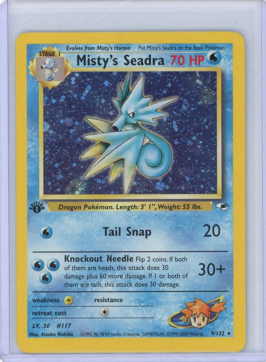 Trading Card Game Misty's Seadra Gym Heroes 1st Edition Holo #9/132 – Official TCG Product
