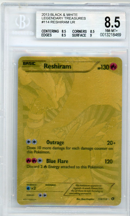 Trading Card Game Reshiram Black and White Legendary Treasures Gold Secret Rare #114/113 – Official TCG Product