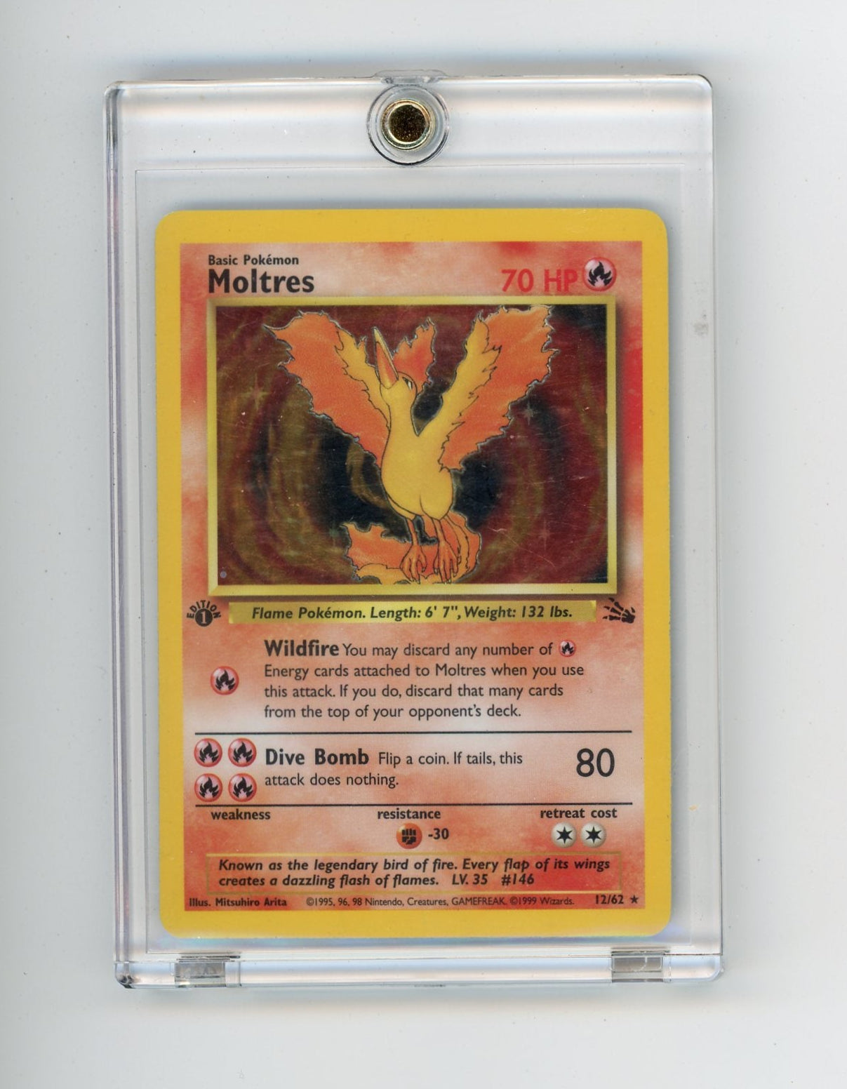 Trading Card Game Moltres 1st Edition Fossil Holo 12/62 – Official TCG Product