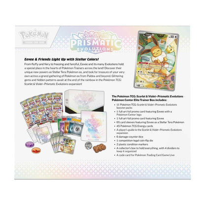 Trading Card Game TCG Prismatic Evolutions - Elite Trainer Box – Complete Trainer Kit with Accessories