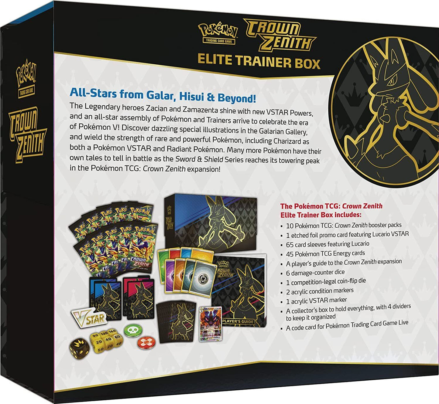 Trading Card Game TCG Crown Zenith - Elite Trainer Box – Complete Trainer Kit with Accessories