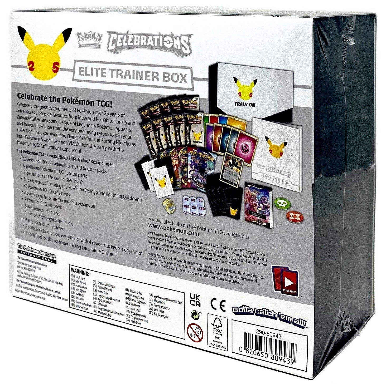 Trading Card Game TCG Celebrations - Elite Trainer Box (25th Anniversary) – Complete Trainer Kit with Accessories