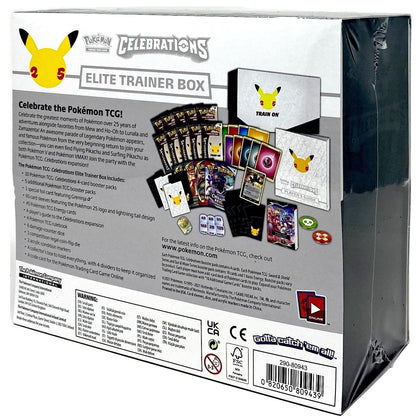 Trading Card Game TCG Celebrations - Elite Trainer Box (25th Anniversary) – Complete Trainer Kit with Accessories