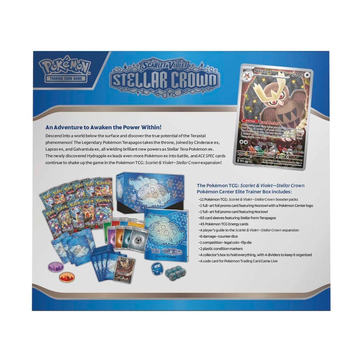 Trading Card Game TCG Scarlet and Violet - Stellar Crown Center Elite Trainer Box – Complete Trainer Kit with Accessories