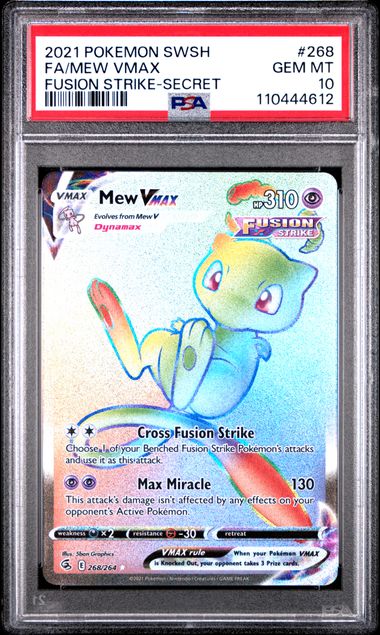 Trading Card Game Mew Vmax Fusion Strike Rainbow Secret Rare #268/264 PSA 10 – Official TCG Product
