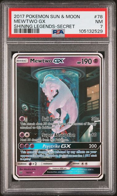 Trading Card Game Mewtwo GX Shining Legends Secret Rare #78/73 PSA 7 – Official TCG Product