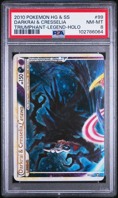 Trading Card Game Darkrai and Cresselia Legend HG andSS Triumphant #99/102 PSA 8 (Top) – Official TCG Product